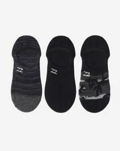 Billabong 3-Pack Camo No-Show Socks BLACK