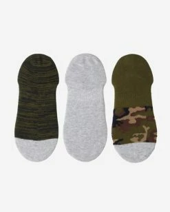 Billabong 3-Pack Camo No-Show Socks GREEN (grn) -billabong shop abyaa00171 billabongp grn bck1 1