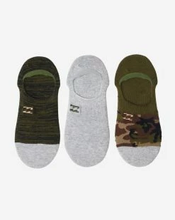 Billabong 3-Pack Camo No-Show Socks GREEN (grn)
