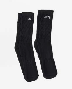 Billabong 2-Pack Core Crew Socks BLACK -billabong shop abyaa00172 billabongp blk frt1 1