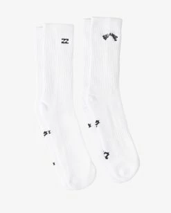 Billabong 2-Pack Core Crew Socks WHITE (wht) 8 Billabong 2-Pack Core Crew Socks WHITE (wht) -billabong shop abyaa00172 billabongp wht frt1 1
