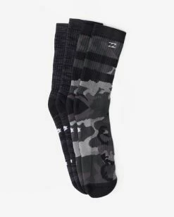 Billabong 2-Pack Camo Crew Socks BLACK 9 Billabong 2-Pack Camo Crew Socks BLACK -billabong shop abyaa00173 billabongp blk dtl1 1