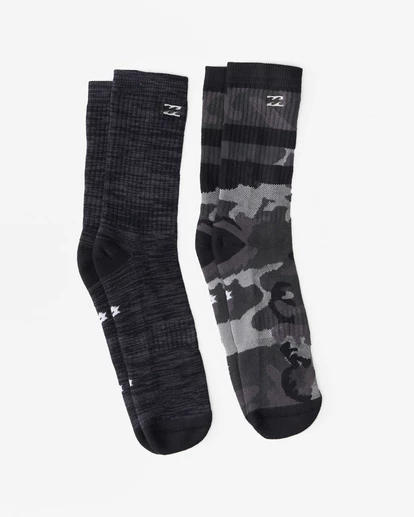 Billabong 2-Pack Camo Crew Socks BLACK 5 Billabong 2-Pack Camo Crew Socks BLACK - Image 3