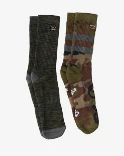 Billabong 2-Pack Camo Crew Socks GREEN (grn)