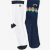 Billabong 2-Pack Tie-Dye Crew Socks NAVY (nvy) -billabong shop abyaa00174 billabongp nvy frt1