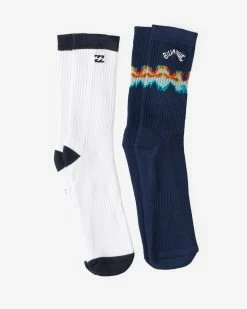 Billabong 2-Pack Tie-Dye Crew Socks NAVY (nvy)