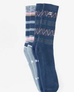 Billabong 2-Pack Paisley Crew Socks NAVY (nvy) -billabong shop abyaa00176 billabongp nvy dtl1 1