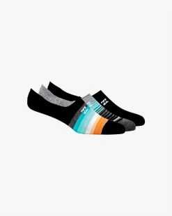 Billabong 3 Pack Faded Stripe No-Show Socks BLACK