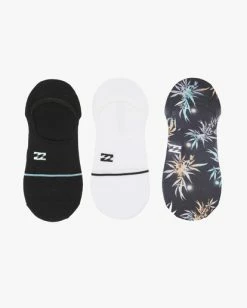 Billabong 3 Pack Multi Dye No-Show Socks BLACK -billabong shop abyaa00180 billabongp blk bck1 1
