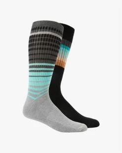 Billabong 2 Pack Faded Stripe Crew Socks BLACK -billabong shop abyaa00181 billabongp blk frt1 1