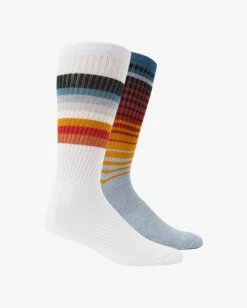 Billabong 2 Pack Faded Stripe Crew Socks WHITE (wht) -billabong shop abyaa00181 billabongp wht frt1 1