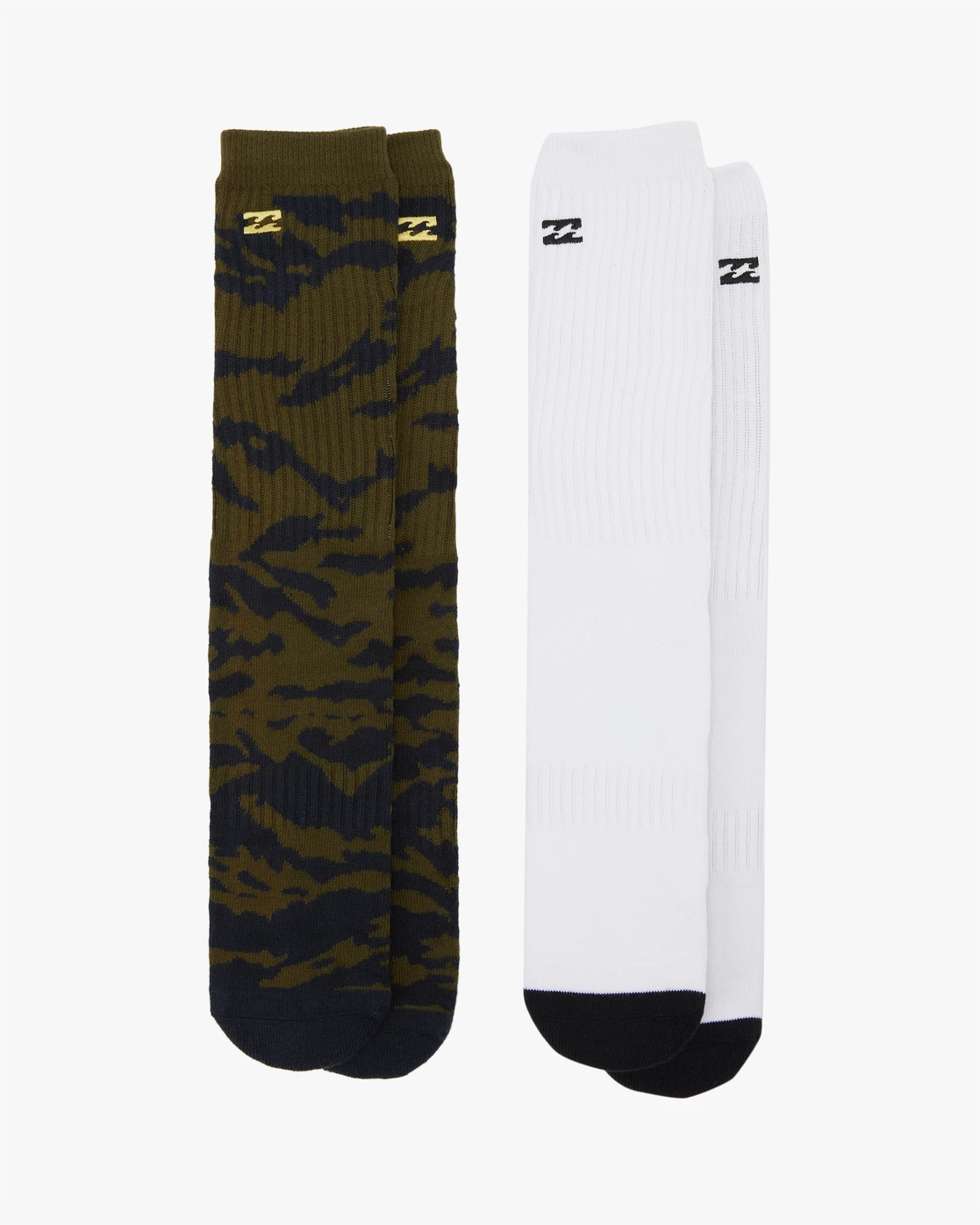 Billabong 2 Pack Zebra Block Crew Socks OLIVE (olv) 4 Billabong 2 Pack Zebra Block Crew Socks OLIVE (olv) - Image 2