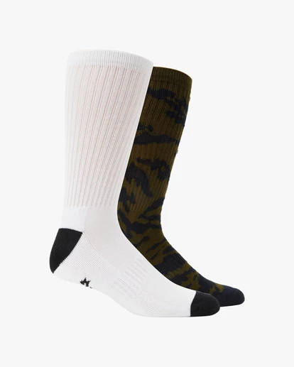 Billabong 2 Pack Zebra Block Crew Socks OLIVE (olv) 5 Billabong 2 Pack Zebra Block Crew Socks OLIVE (olv) - Image 3
