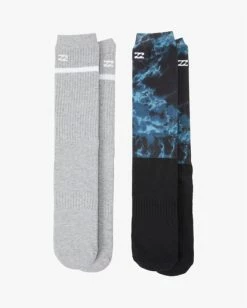 Billabong 2 Pack Ocean Dye Crew Socks BLACK -billabong shop abyaa00183 billabongp blk bck1 1