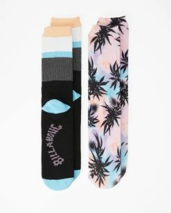 Billabong 2 Pack Tie-Dye Crew Socks MULTI (mul) -billabong shop abyaa00185 billabongp mul bck1 1