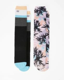 Billabong 2 Pack Tie-Dye Crew Socks MULTI (mul) -billabong shop abyaa00185 billabongp mul frt1 1