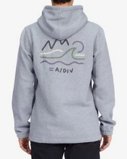 Billabong A/Div Compass Pullover Hoodie GREY HEATHER (grh) -billabong shop abyft00222 billabongw grh bck1 2