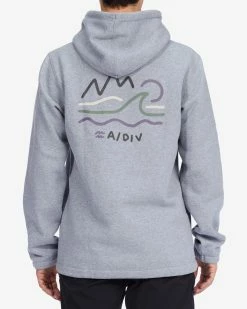 Billabong A/Div Compass Pullover Hoodie LIGHT GREY HEATHER (lgh) -billabong shop abyft00222 billabongw lgh bck1 2