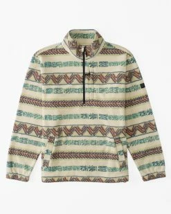 Billabong A/Div Boundary Half-Zip Mock Neck Pullover FIELD KHAKI (tgr0) -billabong shop abyft00231 billabongf tgr0 frt1