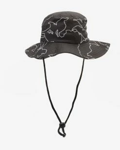 Billabong Big John Print Surf Safari Hat BLACK WHITE (bci) -billabong shop abyha00218 billabongp bci bck1