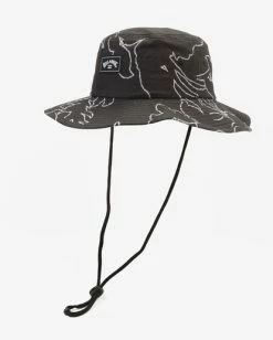 Billabong Big John Print Surf Safari Hat BLACK WHITE (bci) -billabong shop abyha00218 billabongp bci frt1 1