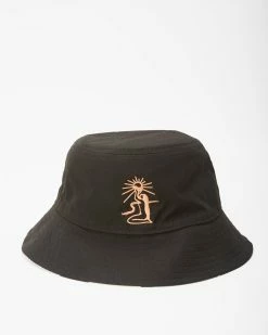 Billabong Wrangler Sacred Sun Reversible Bucket Hat BLACK -billabong shop abyha00329 billabongp blk frt1