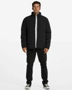 Billabong A/Div Journey Plus Mock Neck Zip-Up Jacket BLACK -billabong shop abyjk00112 billabongw blk frt9