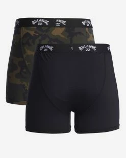 Billabong 2-Pack Performance Boxer Briefs OLIVE (olv) -billabong shop abylw00104 billabongv olv bck1