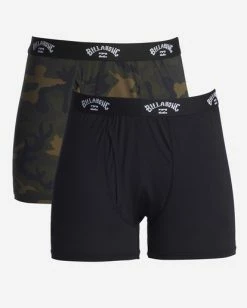 Billabong 2-Pack Performance Boxer Briefs OLIVE (olv) -billabong shop abylw00104 billabongv olv frt1 1