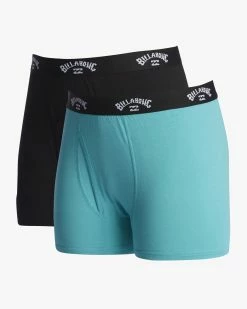 Billabong 2-Pack Core Boxer Briefs AQUA (aqu) -billabong shop abylw00105 billabongv aqu sd2