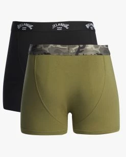 Billabong 2-Pack Core Boxer Briefs OLIVE (olv) -billabong shop abylw00105 billabongv olv bck1
