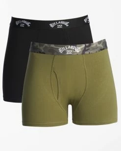 Billabong 2-Pack Core Boxer Briefs OLIVE (olv) -billabong shop abylw00105 billabongv olv frt1 1