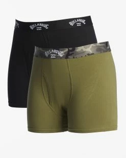 Billabong 2-Pack Core Boxer Briefs OLIVE (olv) -billabong shop abylw00105 billabongv olv sd2