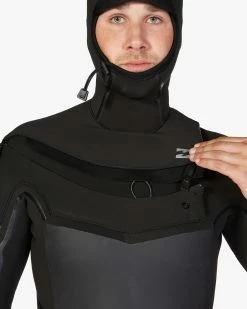 Billabong 5/4 Absolute Plus Chest Zip Hooded Full Wetsuit BLACK -billabong shop abyw200111 billabongv blk dtl1
