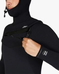 Billabong 4/3 Furnace Comp Hooded Chest Zip Full Wetsuit BLACK -billabong shop abyw200112 billabongv blk dtl1