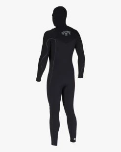 Billabong 4/3 Furnace Comp Hooded Chest Zip Full Wetsuit BLACK -billabong shop abyw200112 billabongv blk sd4