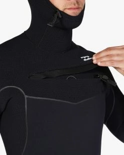 Billabong 5/4 Furnace Hooded Chest Zip Full Wetsuit BLACK -billabong shop abyw200114 billabongv blk dtl1