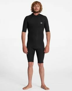 Billabong 2/2mm Absolute Short Sleeve Back Zip Springsuit BLACK
